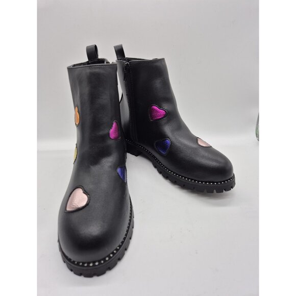 Karl Lagerfeld Bootie Youth Girl Size 3 Black  Chelsea Love Hearts Multi (629 - Picture 2 of 13